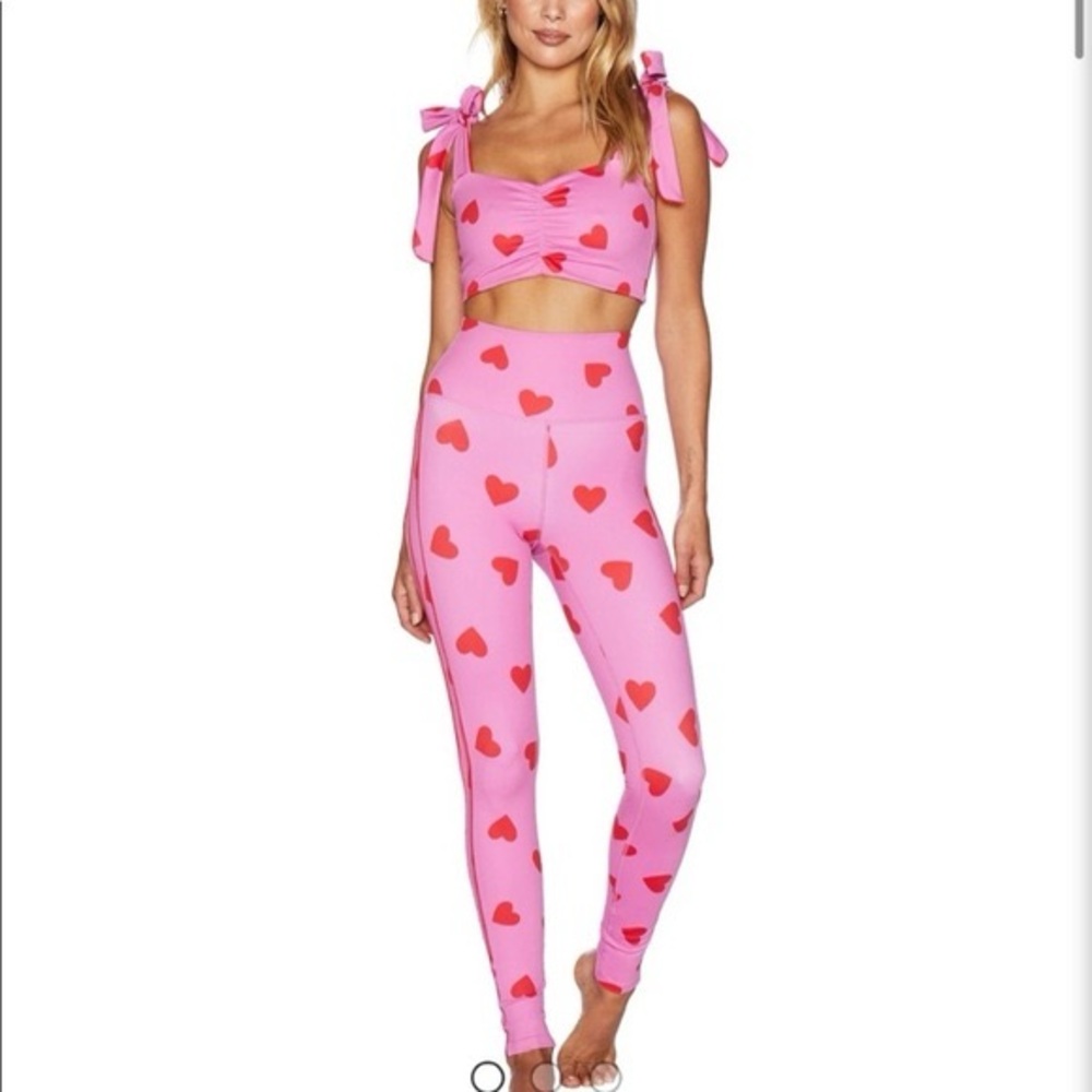 Beach Riot Pink Heart Print Two-Piece Set